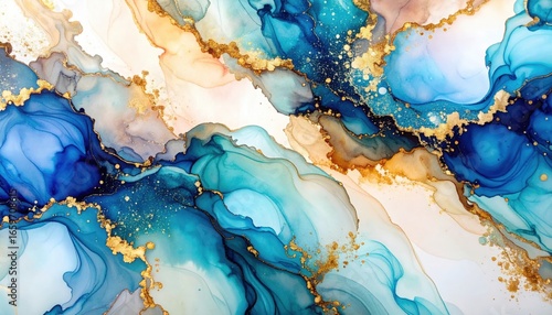 Abstract Alcohol Ink Art With Gold Pigment