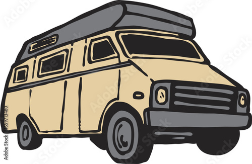 vintage camp van Illustrator Artwork vector