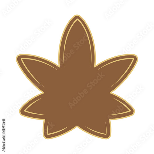 Japanese Autumn Maple Frame – Brown Solid Fill | Simple Floral Ornament