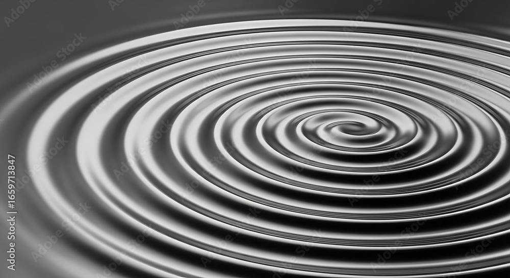 Fototapeta premium Black and white spiral design of a swirling tunnel with a 3d circular pattern and curved lines