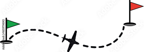 Aircraft Path Line with Start and Destination Point 

