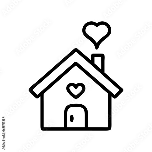 A cozy home icon bold outline vector illustration design