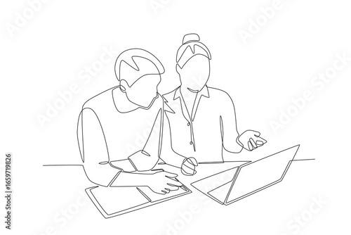 Tutoring in the library concept one-line drawing