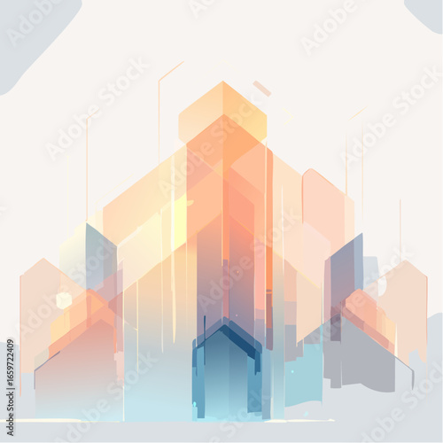 surreal abstract geometric background using layered translucent shapes