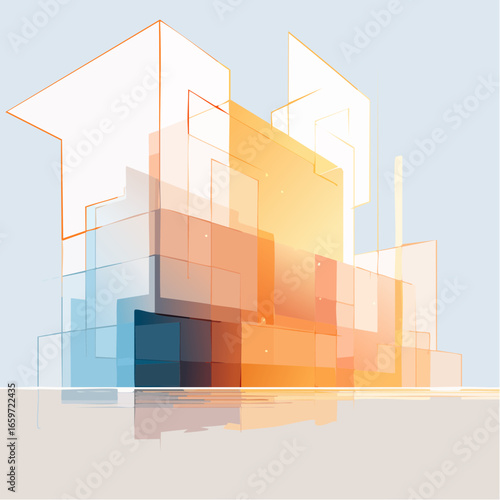 surreal abstract geometric background using layered translucent shapes