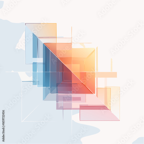 surreal abstract geometric background using layered translucent shapes
