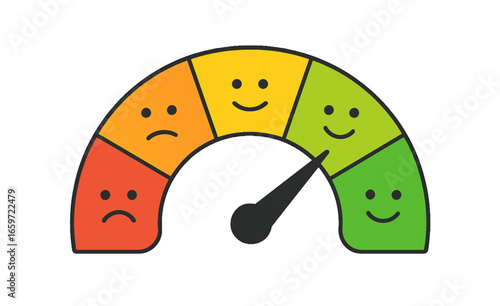Excellent feedback rating scale meter, measuring device tachometer speedometer indicator with different colors, satisfaction barometer 