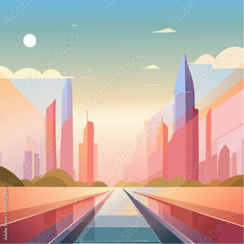 surreal abstract geometric background using layered translucent shapes