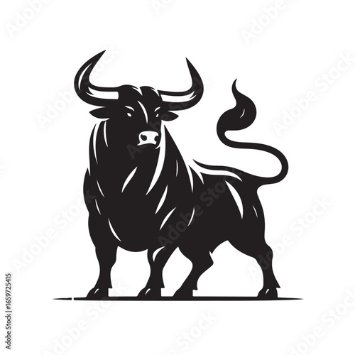 Powerful bull silhouette design for agricultural and livestock themes silhouette