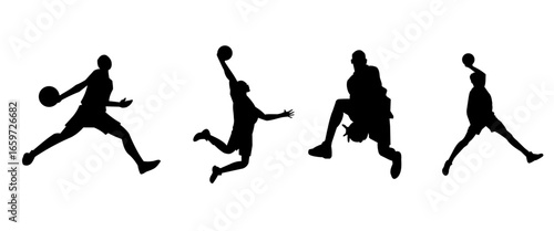 vector silhouettes of people basketball