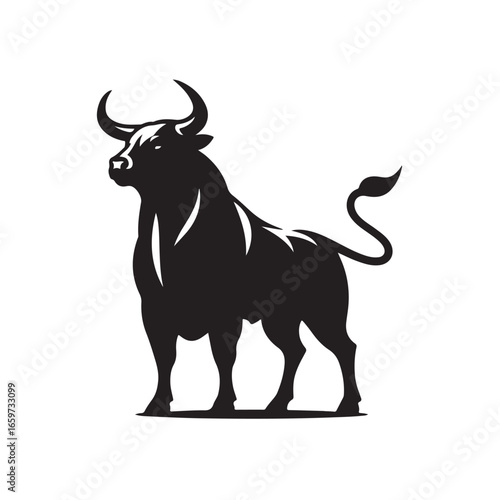 Powerful bull silhouette in dynamic pose representing strength and freedom