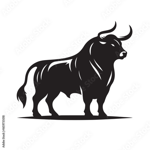 Powerful bull silhouette for dynamic agricultural and sporting designs silhouette