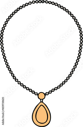 Wallpaper Mural Simple, outlined illustration of a necklace with a teardrop-shaped pendant. Torontodigital.ca