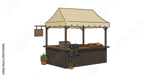 Illustration of a kiosk for selling 