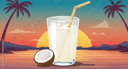 coconut cocktail on the beach