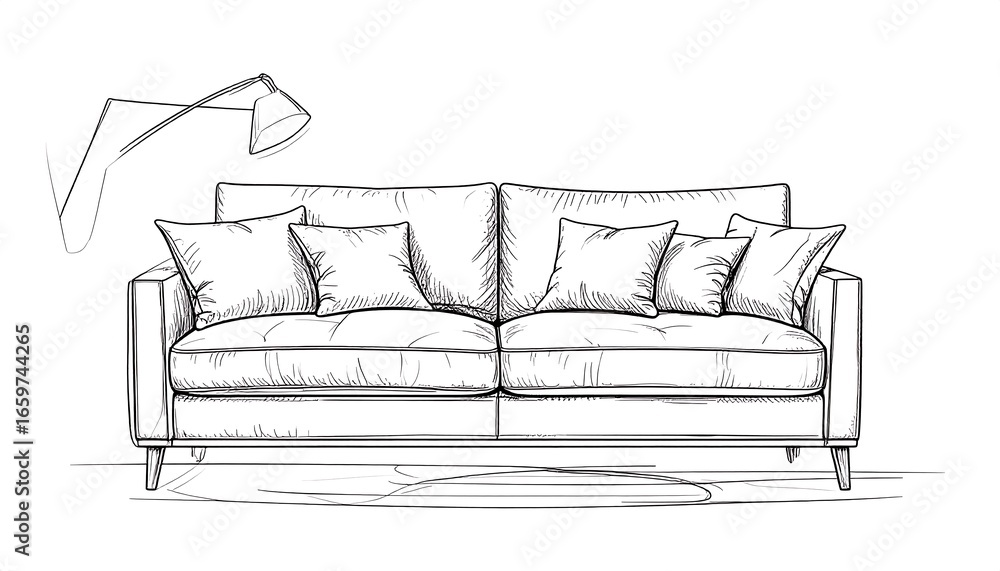 Sketch of a two-seater sofa