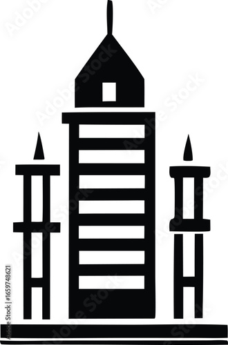 Striking silhouette of a monumental building with architectural spires and a tall central tower evoking grandeur and history