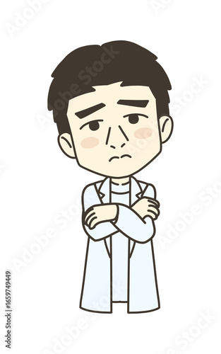 医療従事者の人物　イラスト素材　医師　困る