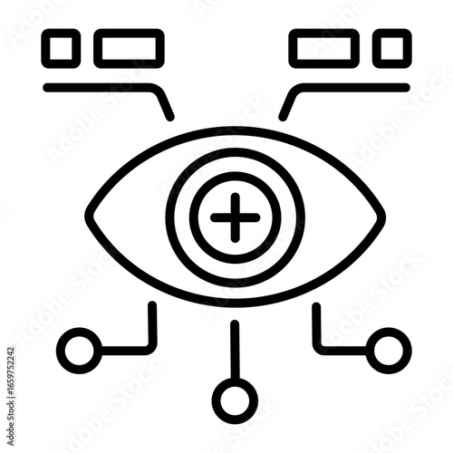 A linear icon showing a bionic eye implant