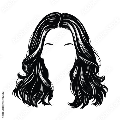 Stylized black wavy hair illustration
