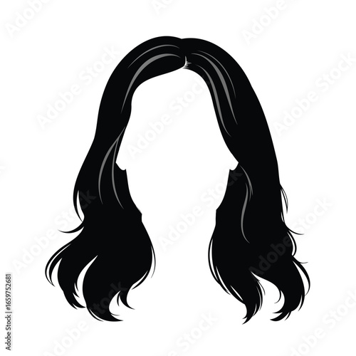 Stylized black wavy hair illustration