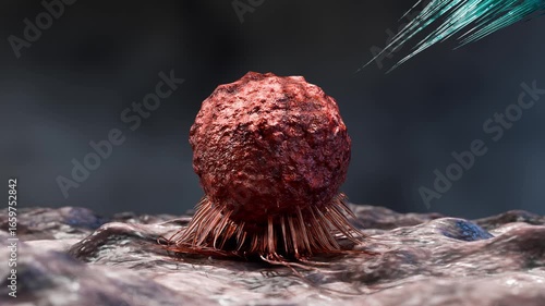 body immune response viral infection, lymphocytes, Cancer Immunotherapy, T cell and B-cell immune system fighting viruses, flagella, Dendritic or cancer tumor cells, Bacteria, 3d render