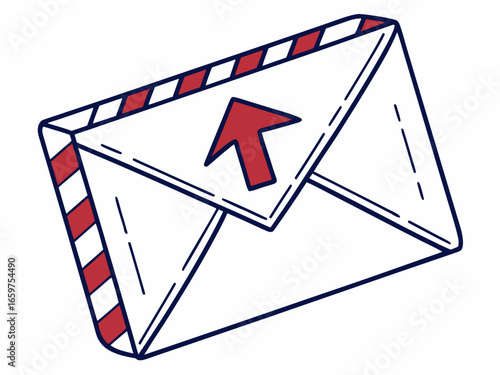 Cute, stylized illustration of a mail box. A simple, hand-drawn vector graphic of a mail box, perfect for branding, logos, or social media posts.