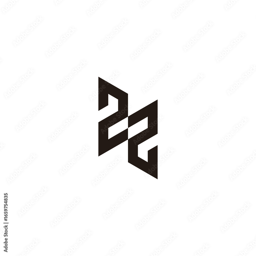 Obraz premium Number 22 knife geometric symbol simple logo vector
