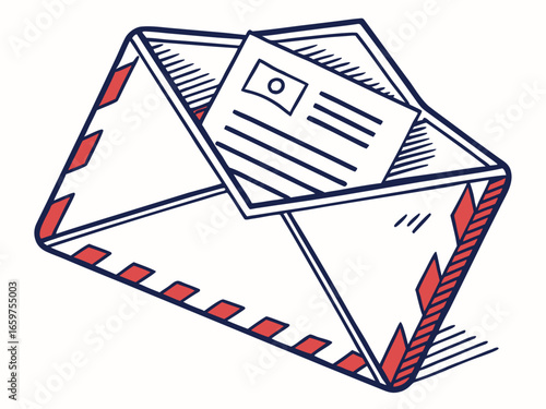 Cute, stylized illustration of a mail box. A simple, hand-drawn vector graphic of a mail box, perfect for branding, logos, or social media posts.