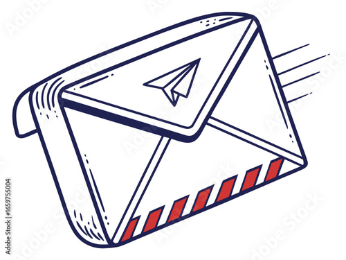Cute, stylized illustration of a mail box. A simple, hand-drawn vector graphic of a mail box, perfect for branding, logos, or social media posts.