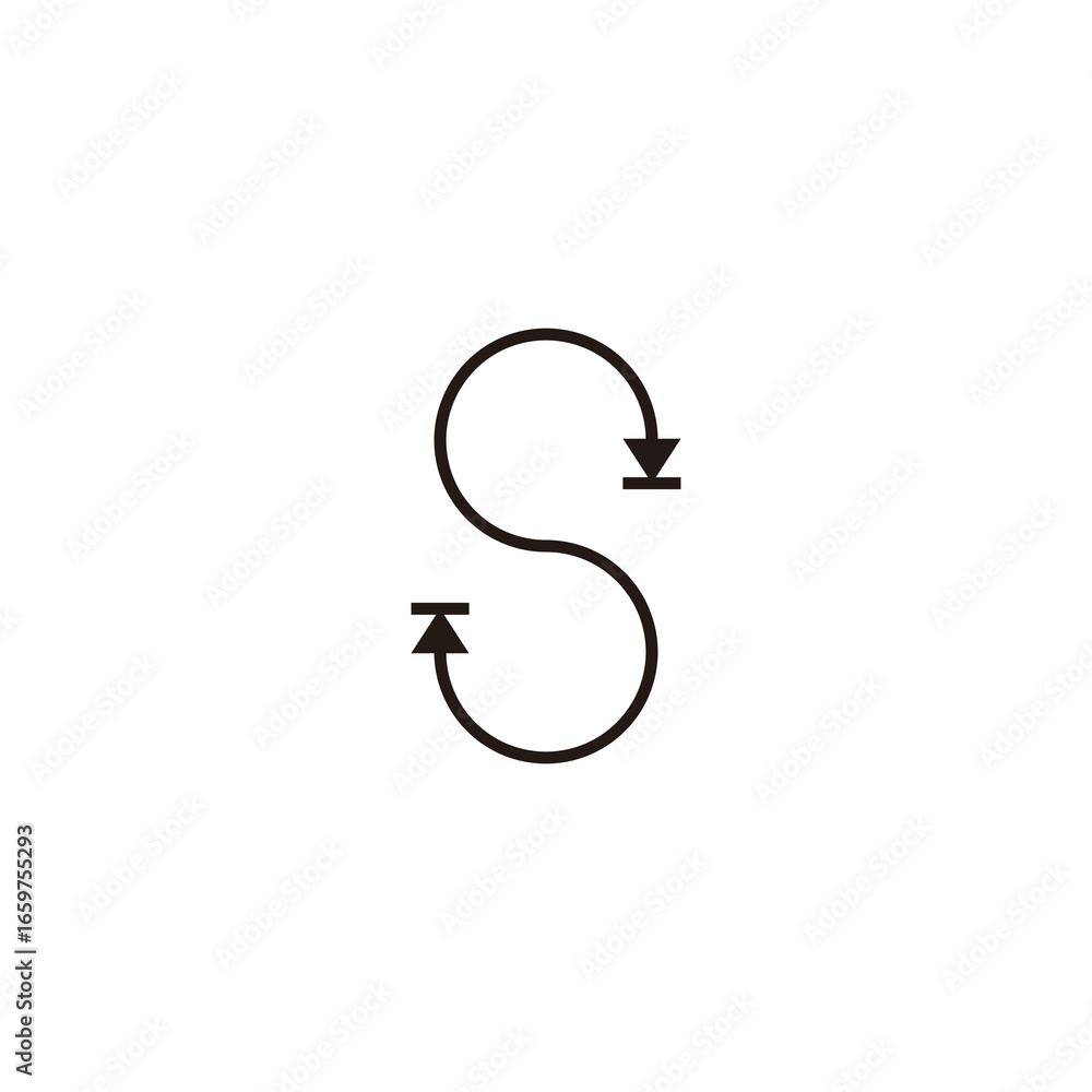 Fototapeta premium Letter S pause, resume, next geometric symbol simple logo vector
