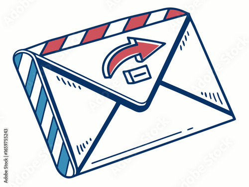 Cute, stylized illustration of a mail box. A simple, hand-drawn vector graphic of a mail box, perfect for branding, logos, or social media posts.
