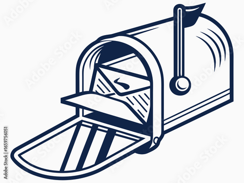 Cute, stylized illustration of a mail box. A simple, hand-drawn vector graphic of a mail box, perfect for branding, logos, or social media posts.