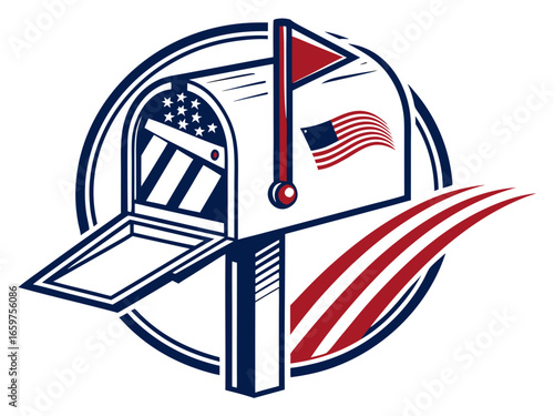 Cute, stylized illustration of a mail box. A simple, hand-drawn vector graphic of a mail box, perfect for branding, logos, or social media posts.