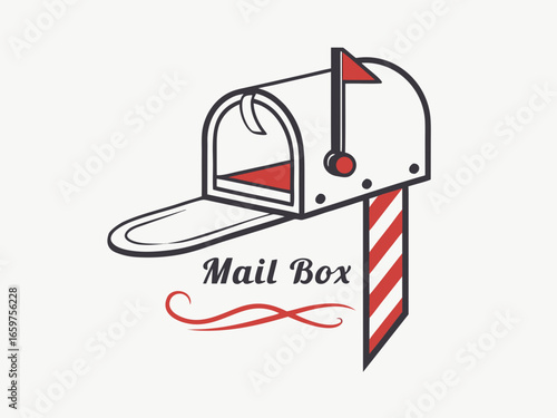 Cute, stylized illustration of a mail box. A simple, hand-drawn vector graphic of a mail box, perfect for branding, logos, or social media posts.