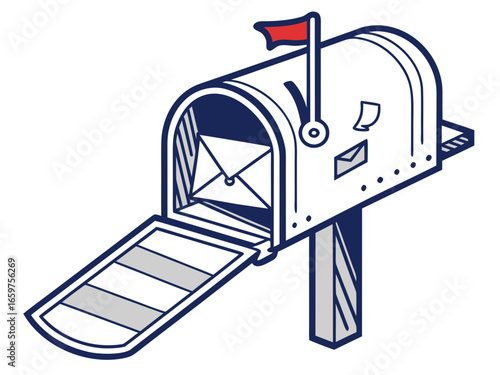 Cute, stylized illustration of a mail box. A simple, hand-drawn vector graphic of a mail box, perfect for branding, logos, or social media posts.