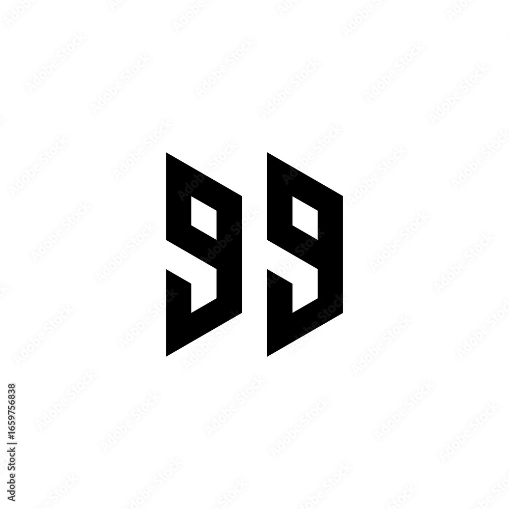 Obraz premium Number 99 technology geometric symbol simple logo vector