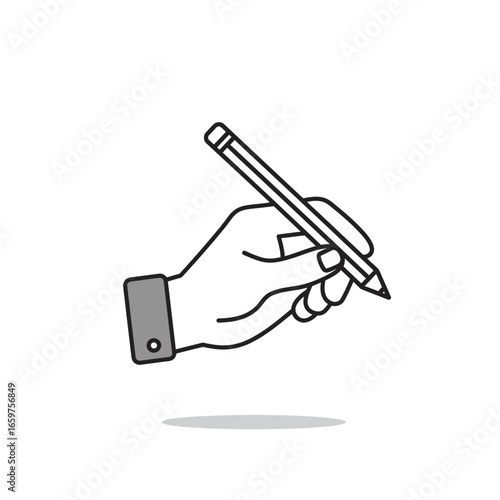 Vector Illustration of a Hand Holding a Pencil Writing.
