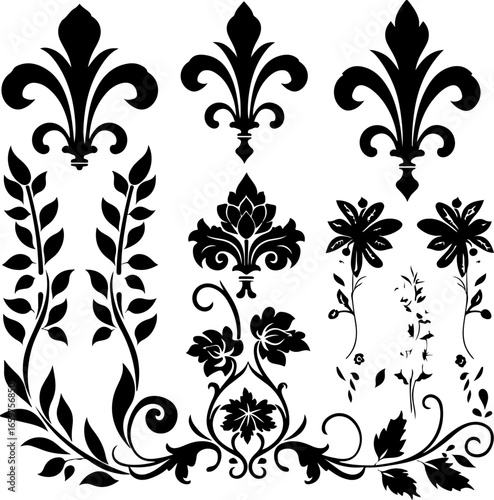 Elegant Vintage Floral Ornaments Set