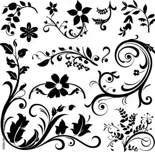 Elegant Vintage Floral Ornaments Set