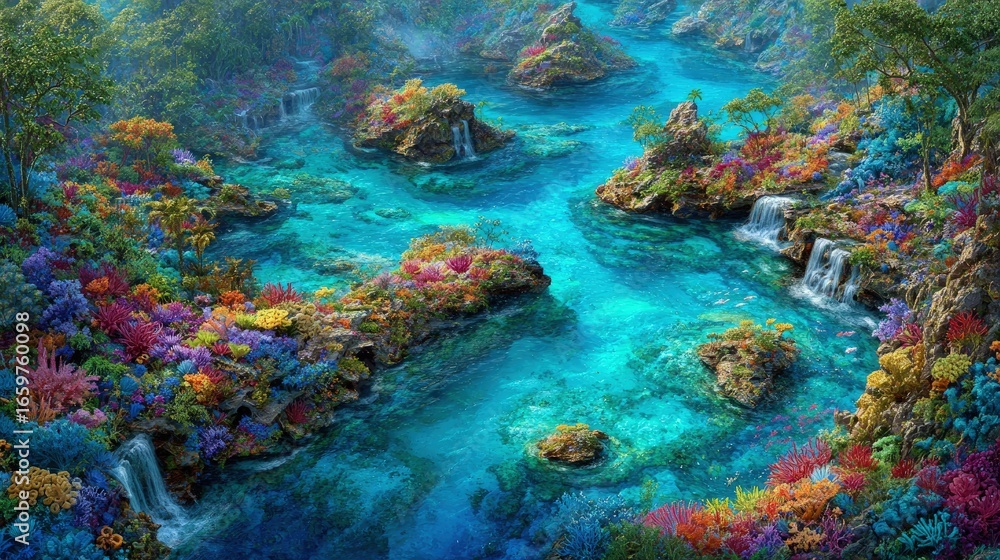 Fototapeta premium Colorful Underwater Coral Reef Landscape