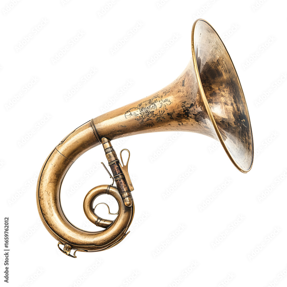 Naklejka premium Elegant Brass Hunting Horn Echoes with Bygone Era Charm