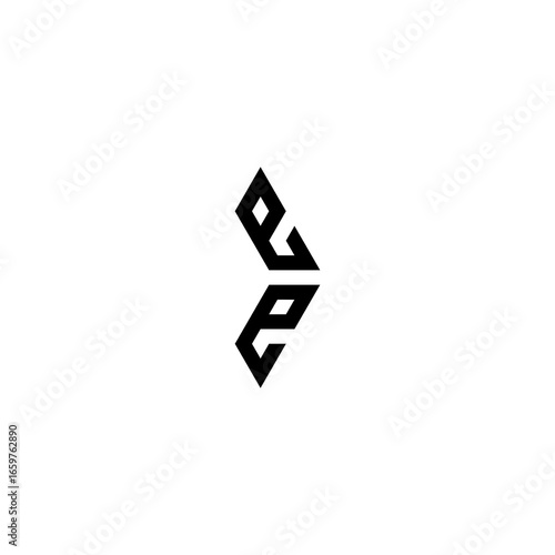Letter ee arrow geometric symbol simple logo vector