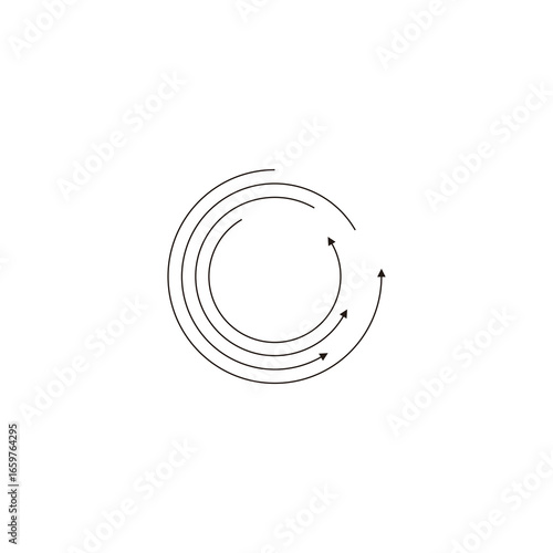 Circle, lines, arrows, rounded geometric symbol simple logo vector