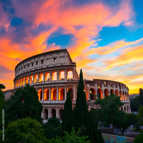 Beautiful shot of the iconic Roman Colosseum amps
