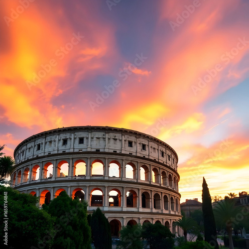 Beautiful shot of the iconic Roman Colosseum amps