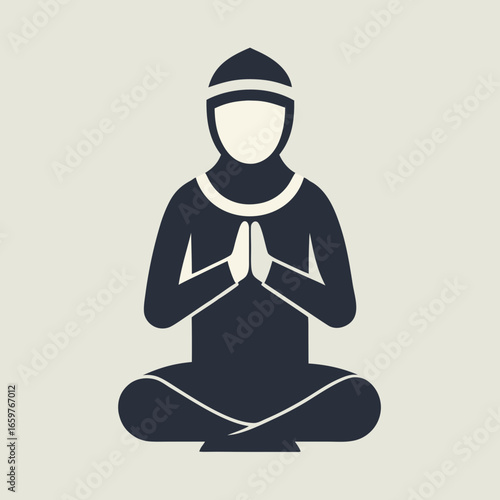 Icon of a person meditating in a lotus position on a blue background