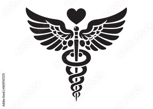 caduceus logo silhouette vector, health medical logo silhouette illustration, caduceus medical snake logo silhouette vector, doctor logo medical health logo silhouette vector on white background