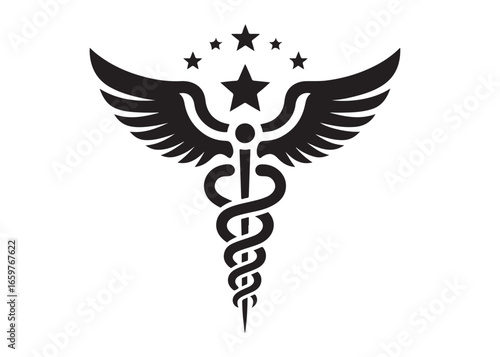 caduceus logo silhouette vector, health medical logo silhouette illustration, caduceus medical snake logo silhouette vector, doctor logo medical health logo silhouette vector on white background