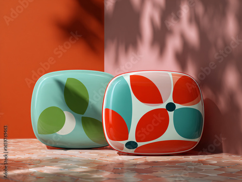 Colorful Modern Ceramic Plates Tableware Decorative Patterns Textures Home Decor Dining Accessories Interior Fashion Uniqueness Aesthetics Vintage 